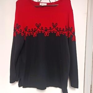 Chico's Red and Black Sweater